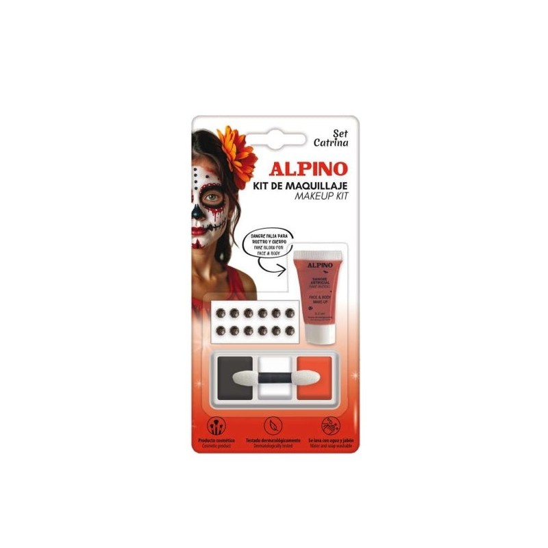 Alpino Set de Maquillaje Catrina - Se Lava con Agua y Jabon - Testado Dermatologicamente - Colores Surtidos