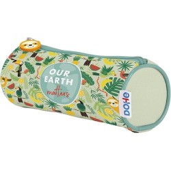 Dohe WWF Tropic Simple Round Pencil Case - Zipper Closure and Rubber Handle