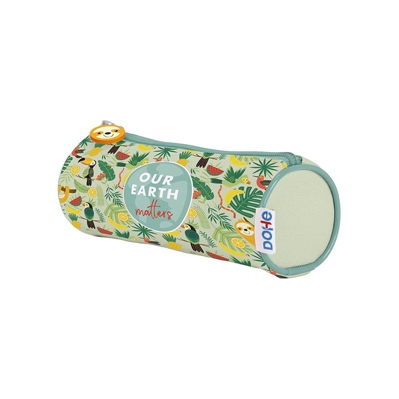 Dohe WWF Tropic Simple Round Pencil Case - Zipper Closure and Rubber Handle