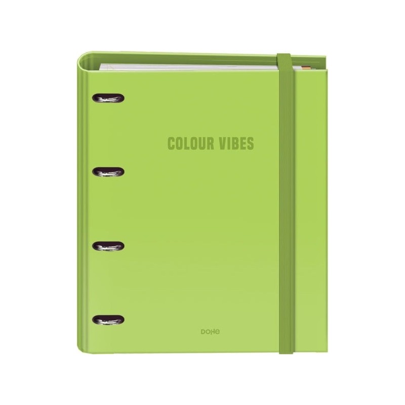 Dohe Color Vibes 4 Recharge pour Classeur à Anneaux Mixte 35 mm 100 Feuilles Grille 5 mm - Format A4 - Fermeture en Caoutchouc
