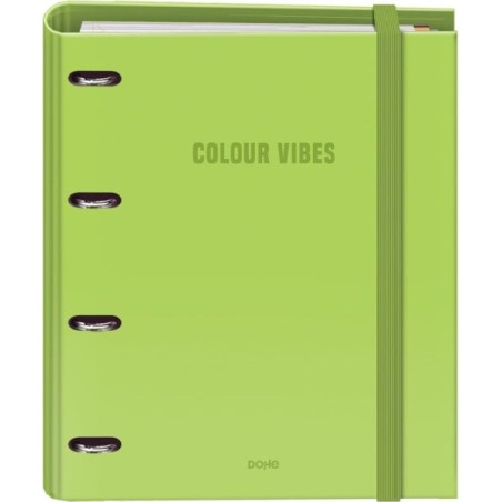 Dohe Colour Vibes Carpeta de 4 Anillas Mixtas de 35mm Recambio 100 Hojas Cuadricula 5mm - Formato A4 - Cierre con Goma