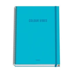 Dohe Color Vives Cahier à Spirale A4 100 Feuilles Microperforées Grille 5mm - Couverture Rigide Carton Ligné - Fermeture