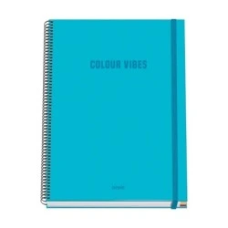 Dohe Color Vives Spiral Notebook A4 100 Microperforated Sheets 5mm Grid - Hard Cover Lined Cardboard - Rubber Closure - Color