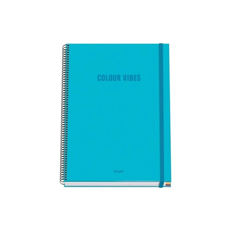 Dohe Color Vives Cahier à Spirale A4 100 Feuilles Microperforées Grille 5mm - Couverture Rigide Carton Ligné - Fermeture