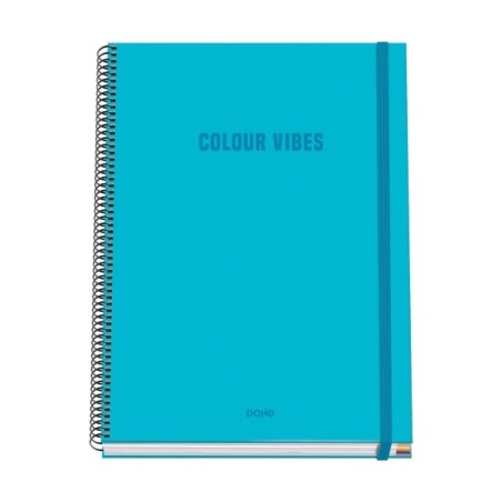 Dohe Colour Vives Cuaderno Espiral A4 100 Hojas Microperforadas Cuadricula 5mm - Tapa Dura Carton Forrado - Cierre de Goma