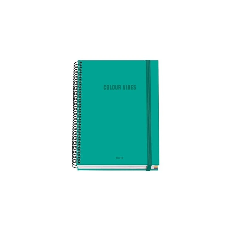 Caderno Espiral Dohe Color Vives A5 100 Folhas Grade de 5mm - Capa Dura Impressa em Cores e Laminado Brilhante - Faixas