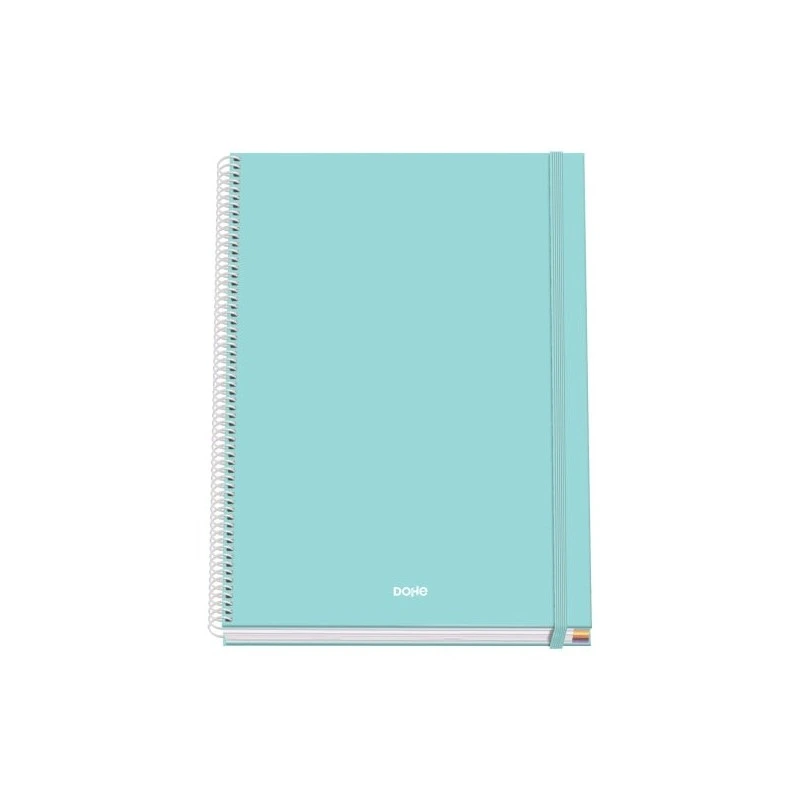 Dohe Serenity Cuaderno Espiral A4 100 Hojas Microperforadas Cuadricula 5mm - Tapa Dura Carton Forrado - Cierre de Goma - Bandas
