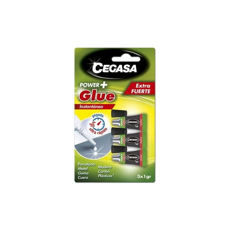 Cegasa Power Glue Pacote de 3 Colas Instantâneas 1gr - Cor Transparente