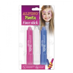 Alpino Fiesta Face Stick Pack with 3 Facial Paint Sticks - Rotating Retractable System - Washes with Water - Dermatologically
