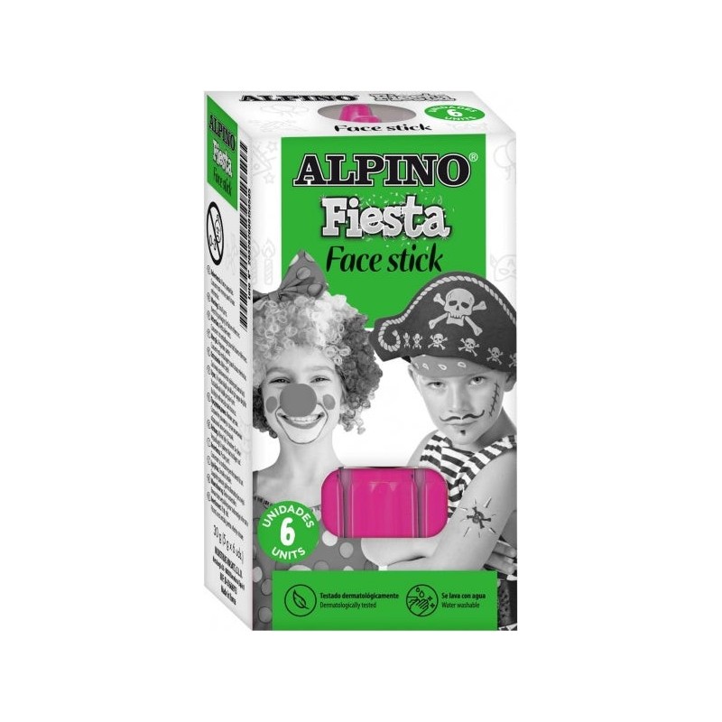 Pacote de bastões faciais Alpino Fiesta com 6 bastões de pintura facial - Sistema retrátil giratório - Lava com água - Testado