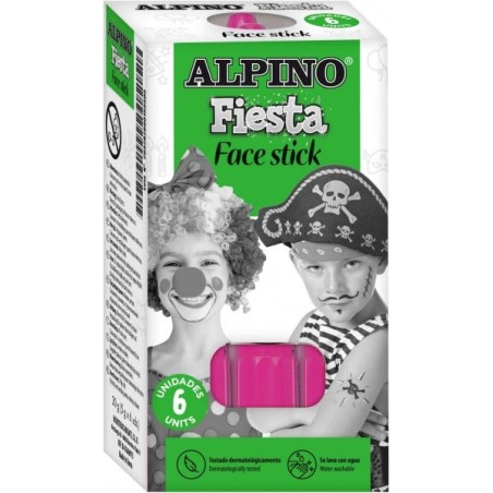 Alpino Fiesta Face Stick Pack con 6 Barritas de Pintura Facial - Sistema Retractil Giratorio - Se Lava con Agua - Testado