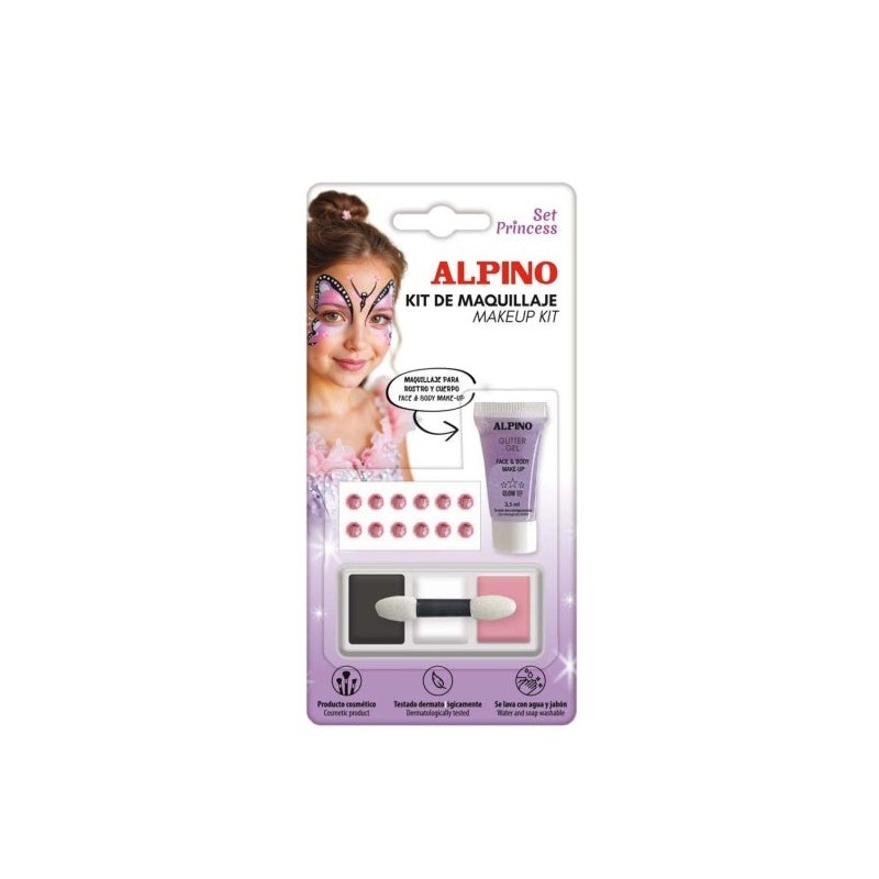 Alpino Princess Makeup Set - Washes with Soap and Water - Dermatologically Tested - Assorted Colors