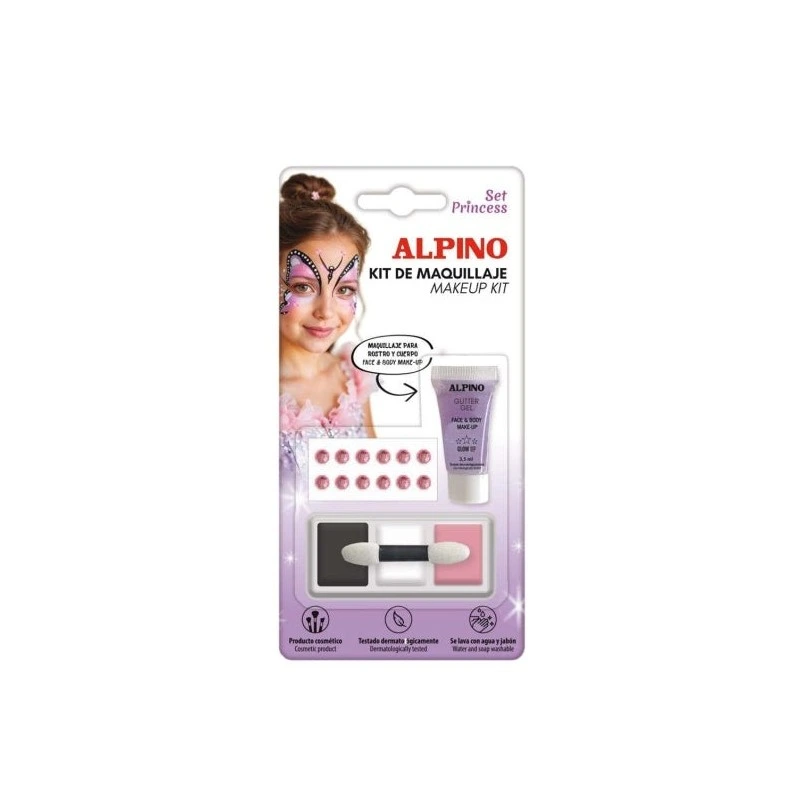 Coffret de maquillage Alpino Princess - Se lave à l'eau et au savon - Testé dermatologiquement - Couleurs assorties