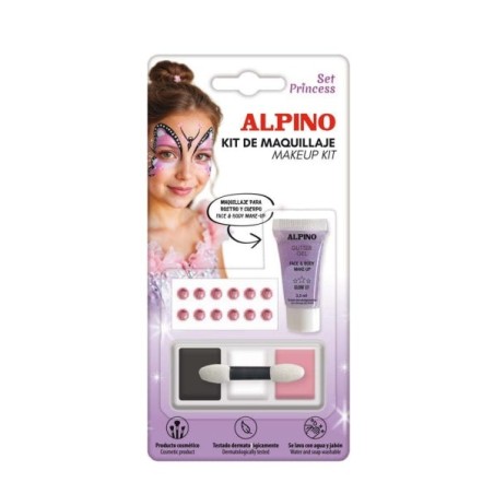 Coffret de maquillage Alpino Princess - Se lave à l'eau et au savon - Testé dermatologiquement - Couleurs assorties