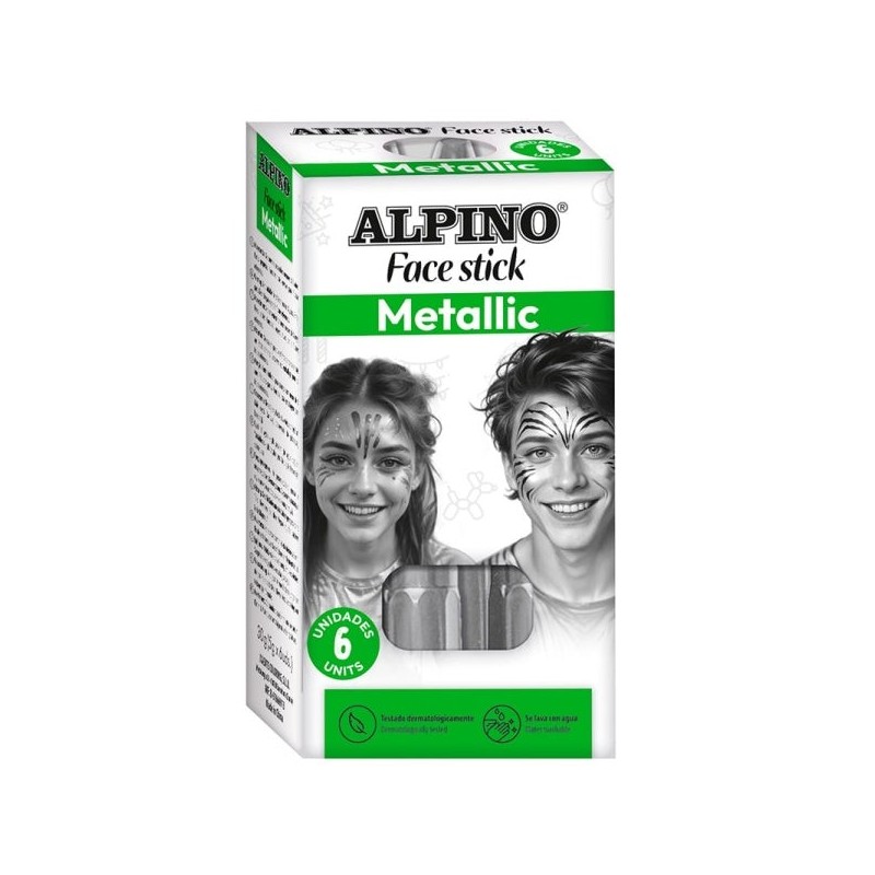 Alpino Fiesta Face Stick Pack with 6 Facial Paint Sticks - Rotating Retractable System - Washes with Water - Dermatologically