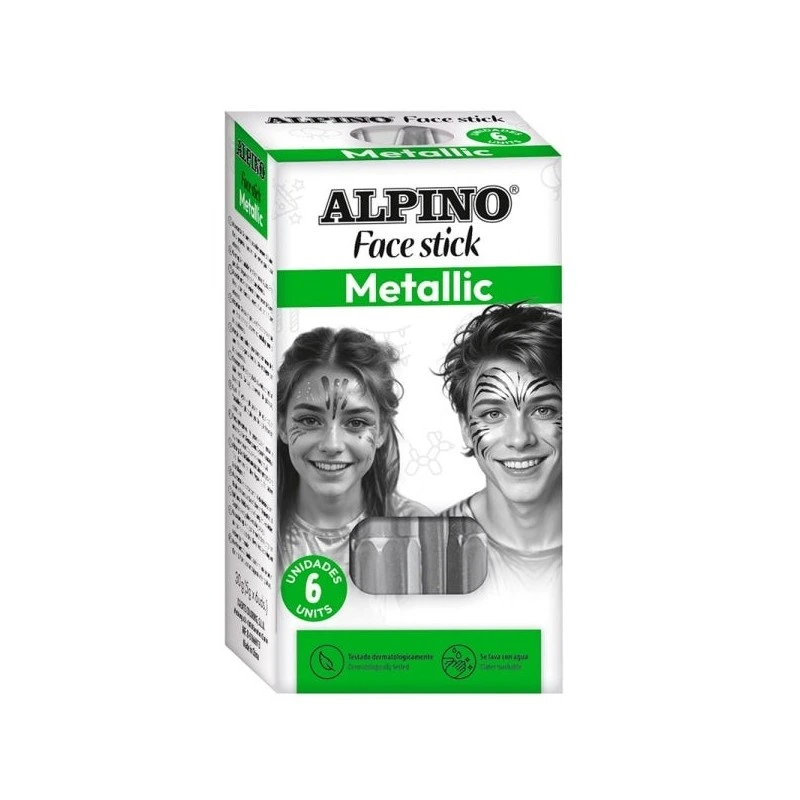Alpino Fiesta Face Stick Pack with 6 Facial Paint Sticks - Rotating Retractable System - Washes with Water - Dermatologically