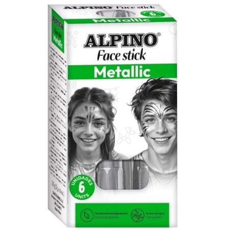 Alpino Fiesta Face Stick Pack with 6 Facial Paint Sticks - Rotating Retractable System - Washes with Water - Dermatologically