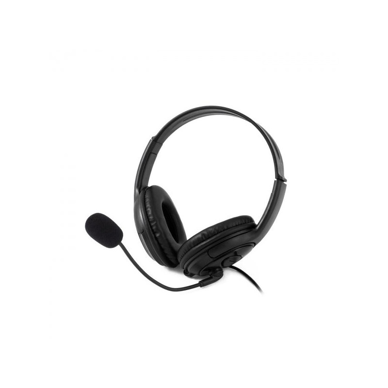 Auscultadores Coolbox CoolChat U1 com microfone - Arco ajustável - Almofadas de ouvido acolchoadas - Controlo de