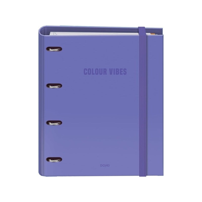 Dohe Color Vibes Classeur avec 4 anneaux mixtes de 35 mm, recharge 100 feuilles, grille de 5 mm - Format A4 - Fermeture en