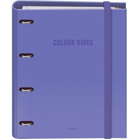 Dohe Color Vibes Classeur avec 4 anneaux mixtes de 35 mm, recharge 100 feuilles, grille de 5 mm - Format A4 - Fermeture en