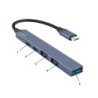 CoolBox Hub miniDOCK5 USB-C 5 en 1 - 1x USB-C PD2.0, 1x USB-C, 1x USB-A 3.2 Gen1, 2x USB-A 2.0 - Couleur Gris