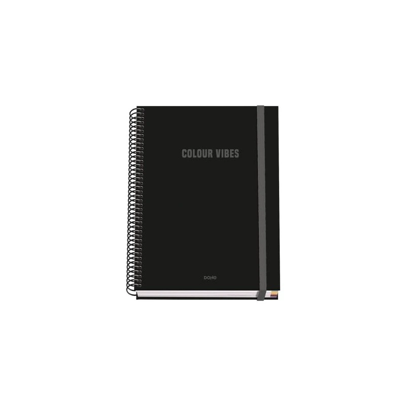 Caderno Espiral Dohe Color Vives A5 100 Folhas Grade de 5mm - Capa Dura Impressa em Cores e Laminado Brilhante - Faixas