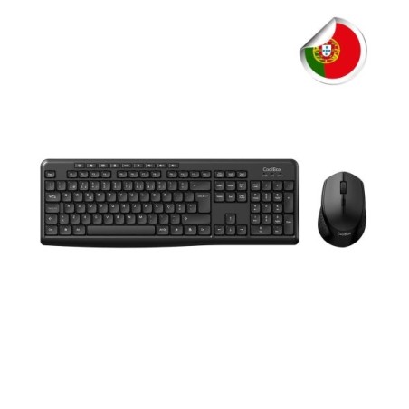 Coolbox Pack Inalámbrico Teclado Portugués Multimedia - Ratón 4 Botones - 1600 dpi - Color Negro