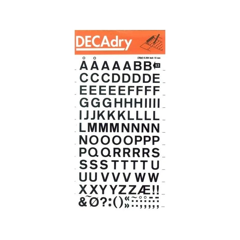 Apli Transferable Letters Black Capital Letters 10mm - Easy Application - 129 Characters - Water Resistant - Black