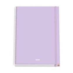Dohe Serenity Cuaderno Espiral A4 100 Hojas Microperforadas Cuadricula 5mm - Tapa Dura Carton Forrado - Cierre de Goma - Bandas