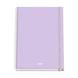 Dohe Serenity Cuaderno Espiral A4 100 Hojas Microperforadas Cuadricula 5mm - Tapa Dura Carton Forrado - Cierre de Goma - Bandas