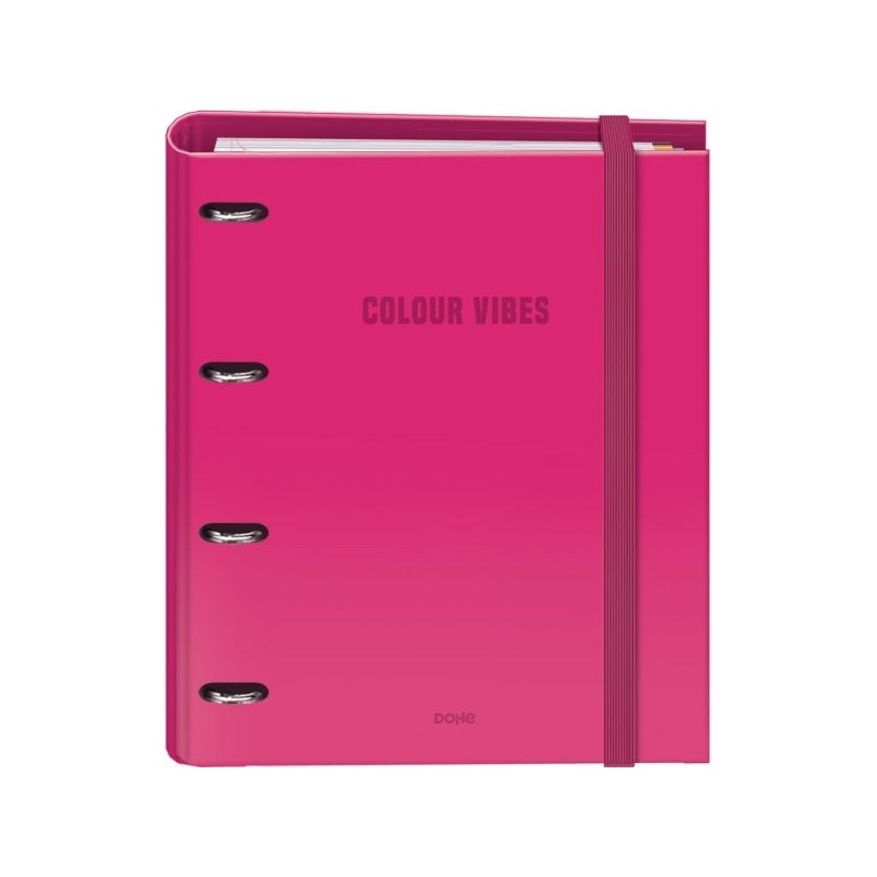 Dohe Colour Vibes Carpeta de 4 Anillas Mixtas de 35mm Recambio 100 Hojas Cuadricula 5mm - Formato A4 - Cierre con Goma
