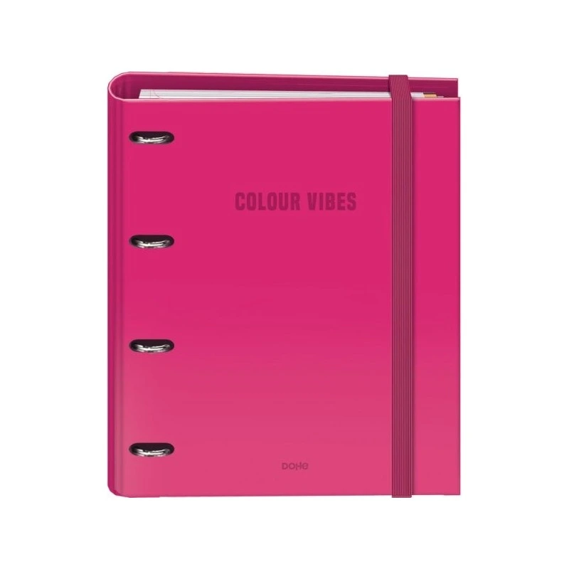 Dohe Colour Vibes Carpeta de 4 Anillas Mixtas de 35mm Recambio 100 Hojas Cuadricula 5mm - Formato A4 - Cierre con Goma