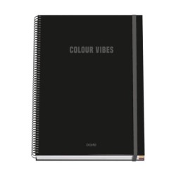 Dohe Color Vives Spiral Notebook A4 100 Microperforated Sheets 5mm Grid - Hard Cover Lined Cardboard - Rubber Closure - Color