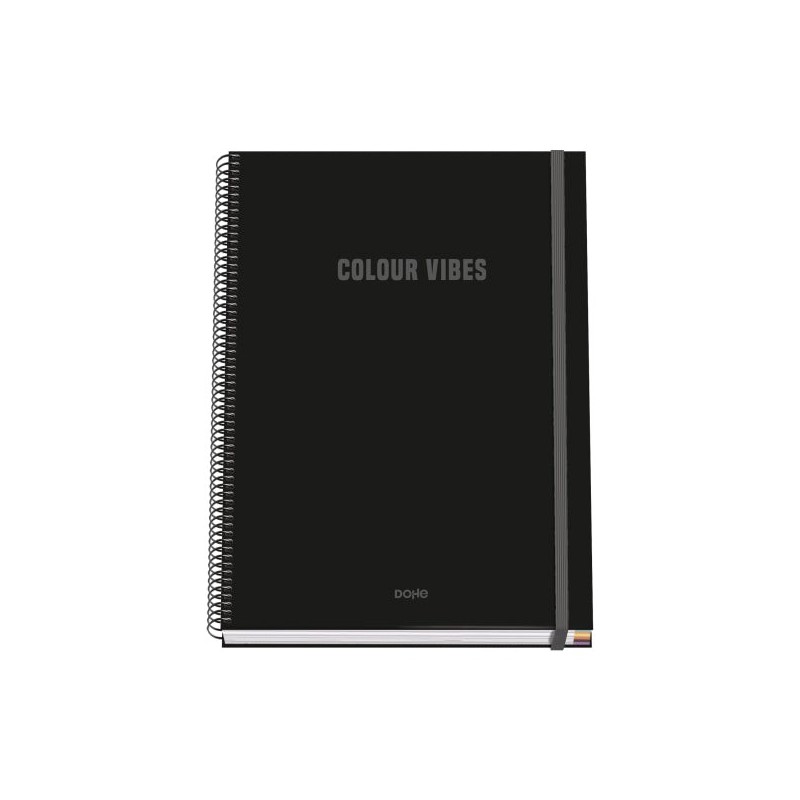 Dohe Color Vives Spiral Notebook A4 100 Microperforated Sheets 5mm Grid - Hard Cover Lined Cardboard - Rubber Closure - Color