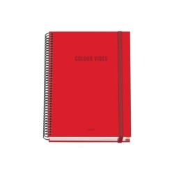 Dohe Colour Vives Cuaderno Espiral A5 100 Hojas Cuadricula 5mm - Tapa Dura Impresa a todo Color y Plastificada en Brillo