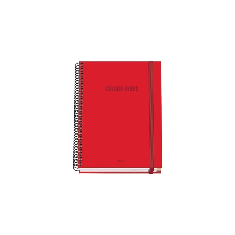 Dohe Colour Vives Cuaderno Espiral A5 100 Hojas Cuadricula 5mm - Tapa Dura Impresa a todo Color y Plastificada en Brillo