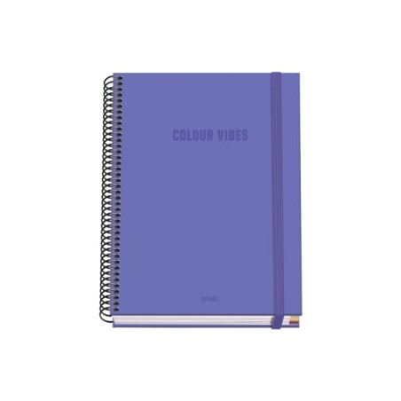 Dohe Color Vives Spiral Notebook A5 100 Sheets 5mm Grid - Hard Cover Printed in Full Color and Glossy Laminated - Color Bands