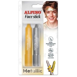 Alpino Fiesta Face Stick Pack con 2 Barritas de Pintura Facial - Sistema Retractil Giratorio - Se Lava con Agua - Testado