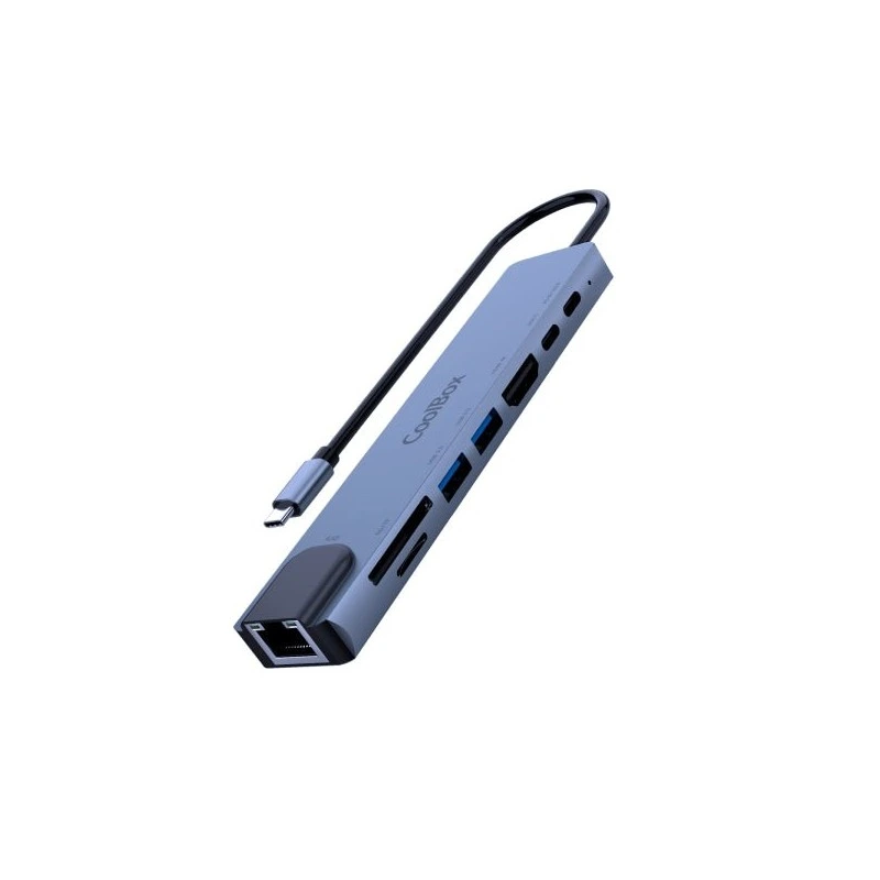 CoolBox MiniDock C81 USB-C - 1x HDMI 4K, 2x USB 3.2 Gen1, 1x USB-C PD, 1x USB-C, 1x SD, 1xMicroSD/TF, 1x RJ45 10/100/1000