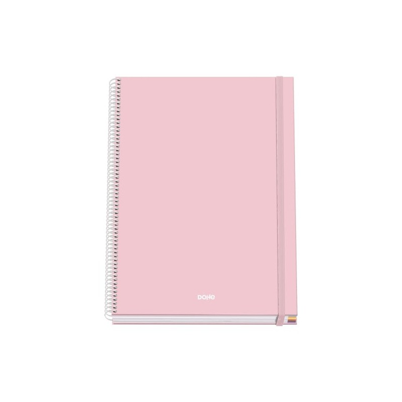 Dohe Serenity Cuaderno Espiral A4 100 Hojas Microperforadas Cuadricula 5mm - Tapa Dura Carton Forrado - Cierre de Goma - Bandas