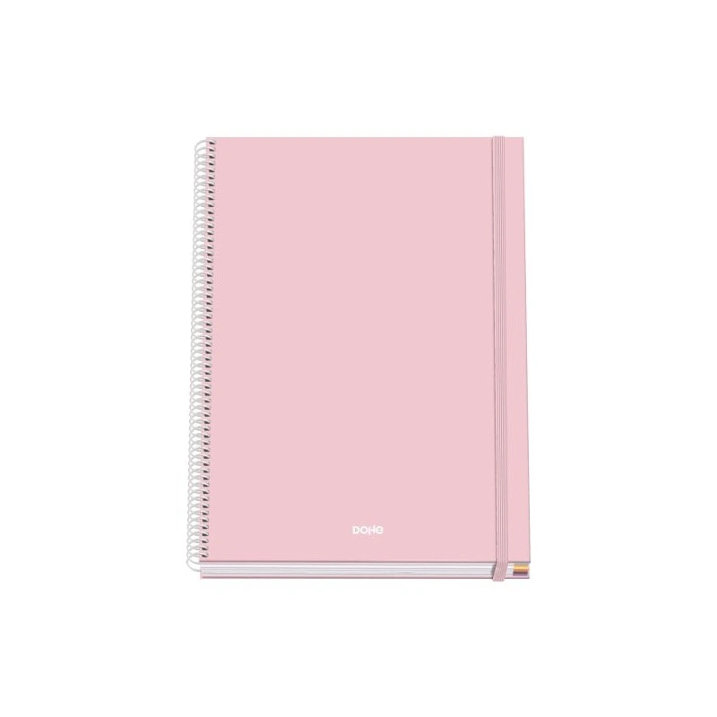 Dohe Serenity Cuaderno Espiral A4 100 Hojas Microperforadas Cuadricula 5mm - Tapa Dura Carton Forrado - Cierre de Goma - Bandas