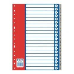Dohe Separadores para Archivadores y Carpetas de Anillas - 120 Micras - Multitaladro de 16 Perforaciones - Bolsa Autoadhesiva