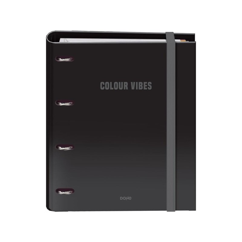 Dohe Color Vibes 4 Recharge pour Classeur à Anneaux Mixte 35 mm 100 Feuilles Grille 5 mm - Format A4 - Fermeture en Caoutchouc
