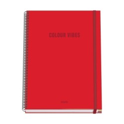 Caderno Espiral Dohe Color Vives A4 100 Folhas Microperfuradas Grade de 5mm - Papelão Forrado com Capa Dura - Fecho de Borracha