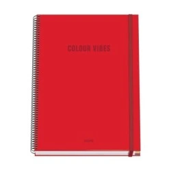 Dohe Color Vives Spiral Notebook A4 100 Microperforated Sheets 5mm Grid - Hard Cover Lined Cardboard - Rubber Closure - Color