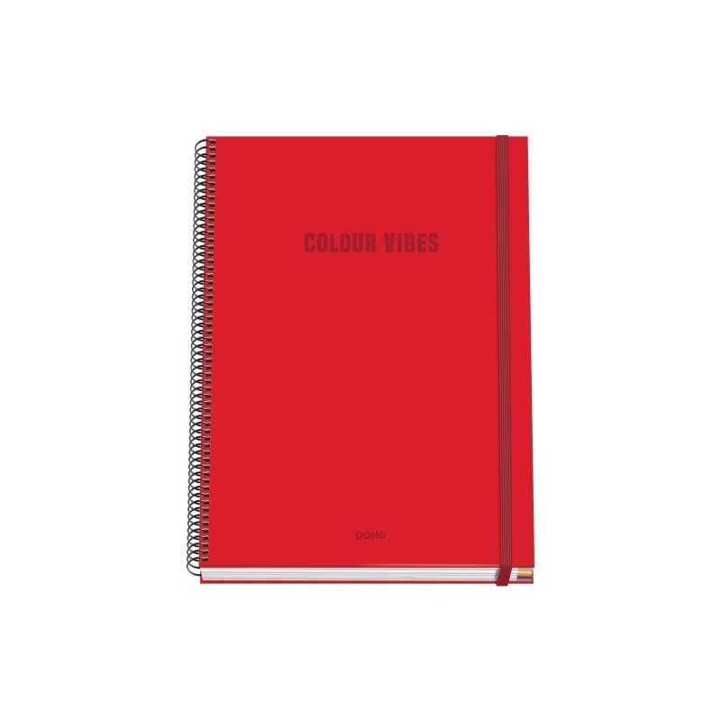 Dohe Color Vives Cahier à Spirale A4 100 Feuilles Microperforées Grille 5mm - Couverture Rigide Carton Ligné - Fermeture