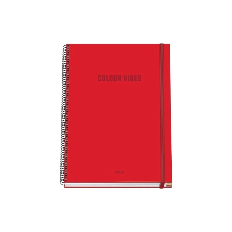 Dohe Color Vives Cahier à Spirale A4 100 Feuilles Microperforées Grille 5mm - Couverture Rigide Carton Ligné - Fermeture