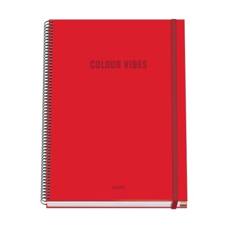 Dohe Colour Vives Cuaderno Espiral A4 100 Hojas Microperforadas Cuadricula 5mm - Tapa Dura Carton Forrado - Cierre de Goma