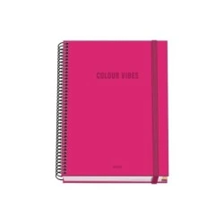 Dohe Colour Vives Cuaderno Espiral A5 100 Hojas Cuadricula 5mm - Tapa Dura Impresa a todo Color y Plastificada en Brillo