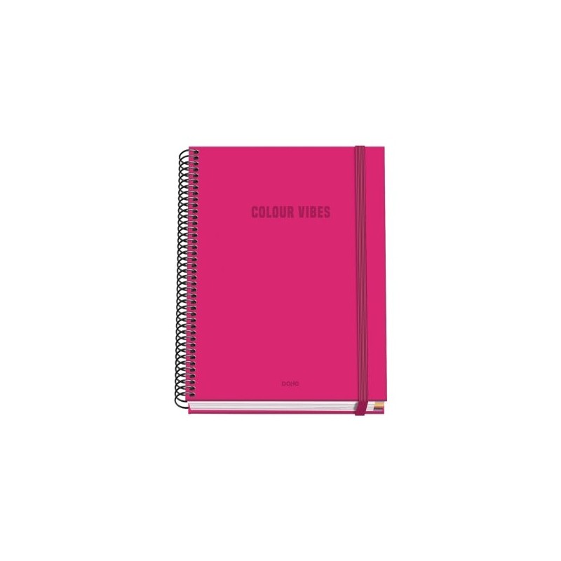 Dohe Colour Vives Cuaderno Espiral A5 100 Hojas Cuadricula 5mm - Tapa Dura Impresa a todo Color y Plastificada en Brillo